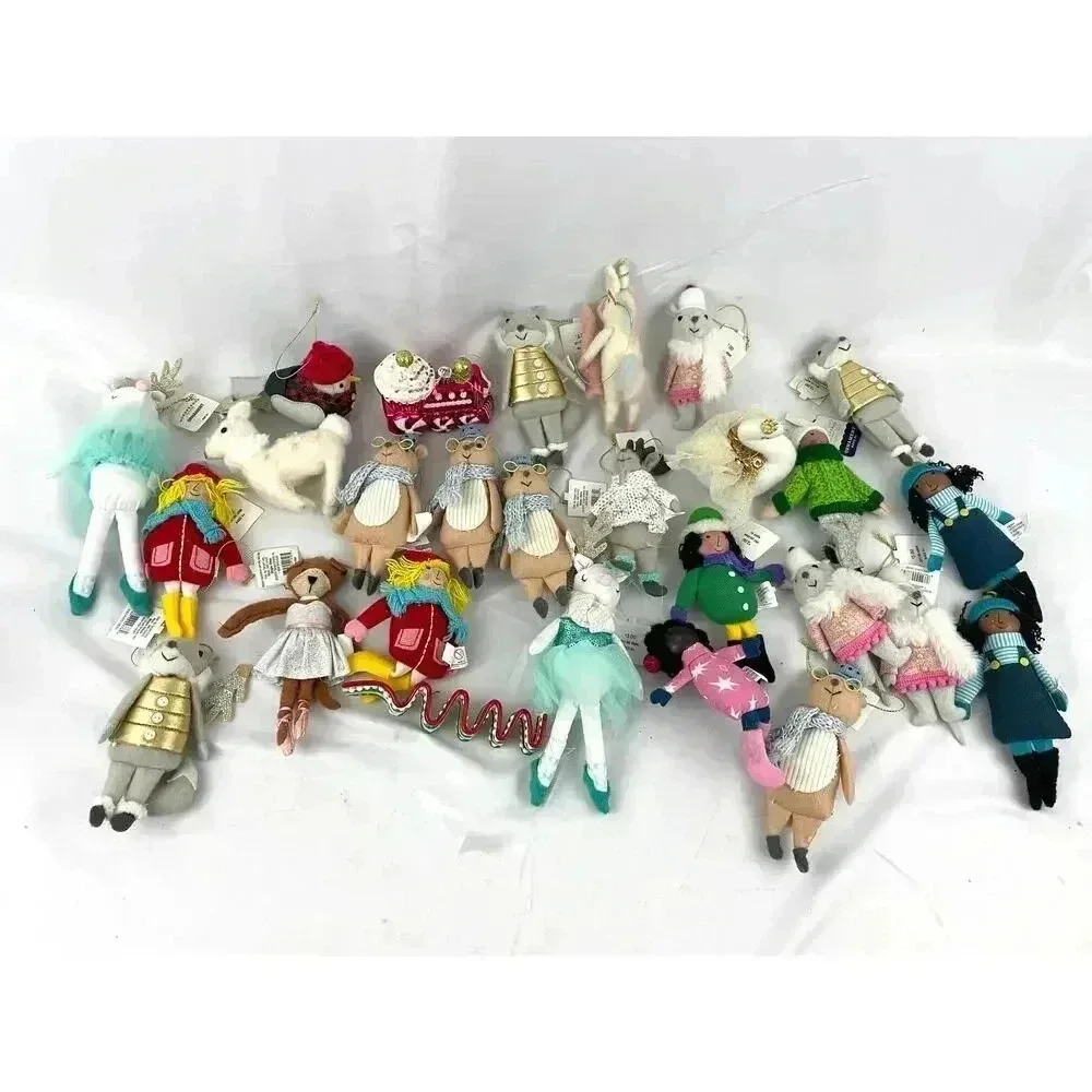 Lot of 27 Plush‎ Dressed Animals Christmas Fabric Ornaments Train Llama Bear